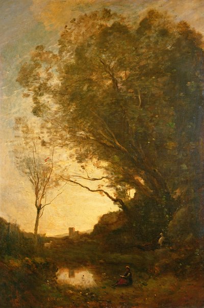 De avond door Jean Baptiste Camille Corot